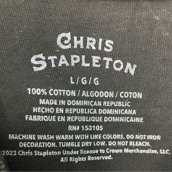 CHRIS STAPLETON Smooth as Tennessee Whiskey Black/White‎ Distressed Tee Size L - Picture 3 of 6